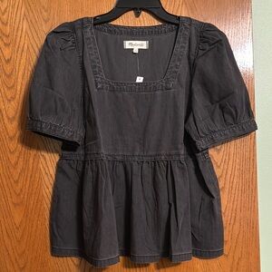 NWT Women's Black DENIM baby doll top